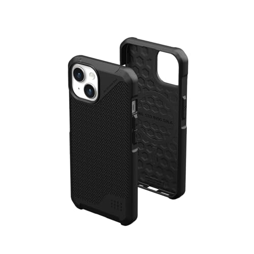 URBAN ARMOR GEAR Metropolis LT Case kompatibel mit Apple iPhone 15 Hülle [Fallschutz nach Militärstandard, Wireless Charging (Qi) / Magnetische Aufladung kompatibel] Kevlar schwarz