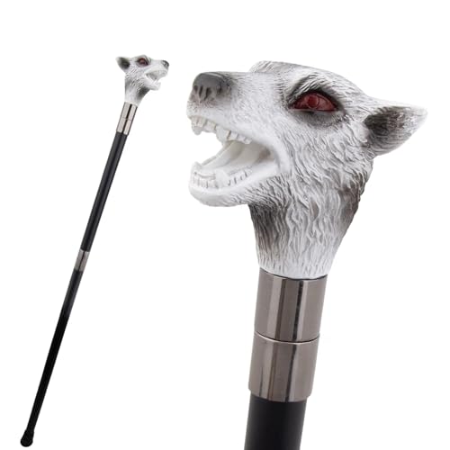 Bastón de Resina con Cabeza de Lobo de Ojos Rojos, Bastón de Lujo para Hombre y Mujer, Cetro Antideslizante Extraíble, para Fiestas de Cosplay Vintage 93 Cm