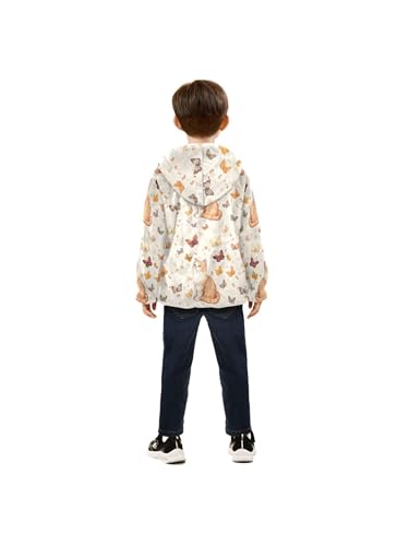 Country Cat and Butterflies Girls Fleece Jacket Girls Fall Jacket Boys Coats Zip Up Hoodie Children Outerwear 2-10T4