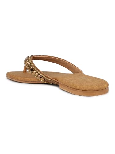 Image of Inc.5 womens Womens Gold Ethnic Embellished Round Toe Flats Euro 41 Slip-On
