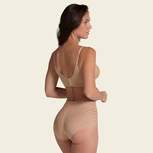 Image of Leonisa High Waisted Invisible Tummy Control Shapewear for Women - Stripe Lace Ladies Underwear Panties