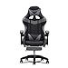 Produktbild M-YN Gaming Stuhl Bürostuhl Gaming Stuhl Ergonomischer Rennstil mit Massage Lendenwirbelstütze Bürosessel für Computer PU-Leder mit versenkbarer Fußstütze (Color : Black+Gray)