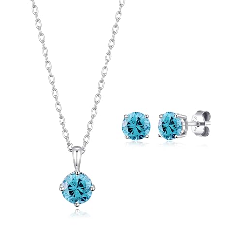 Collar de plata y pendientes azul claro Philip Jones para looks diarios 1