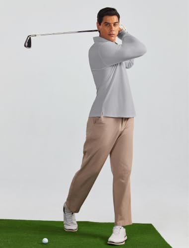 PINSPARK Mens Golf Polo Shirts Quick Dry Polo Shirts for Men Long Sleeve — view 3