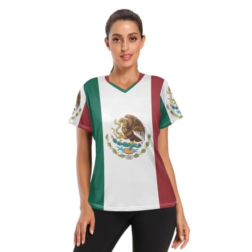 XUWU Mexico Flag Women's Active Quick Dry Sports T-Shirt Large