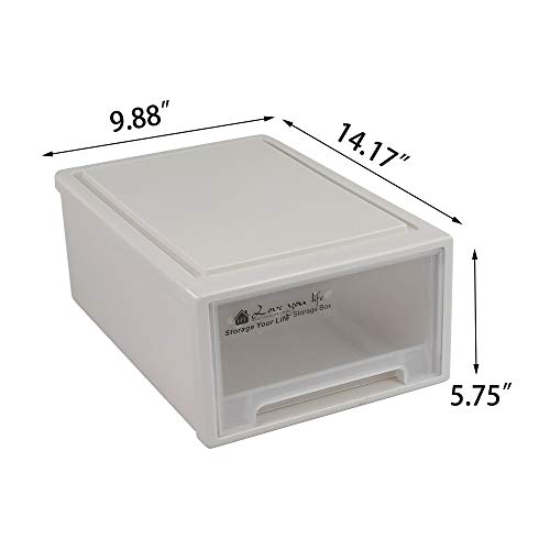 Rinboat 12 Quart Plastic Stacking Storage Drawer Unit Front Box, 1 Pack #TOP1