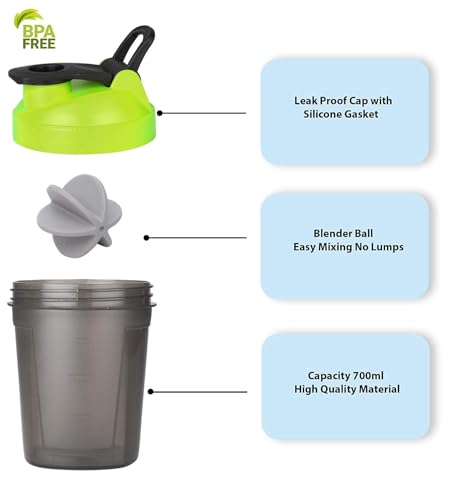 Image of Protein Shaker bottle| Mini Gym Shaker| Sports Bottle|Supplement shaker| 300ML with Blender Ball (Green)