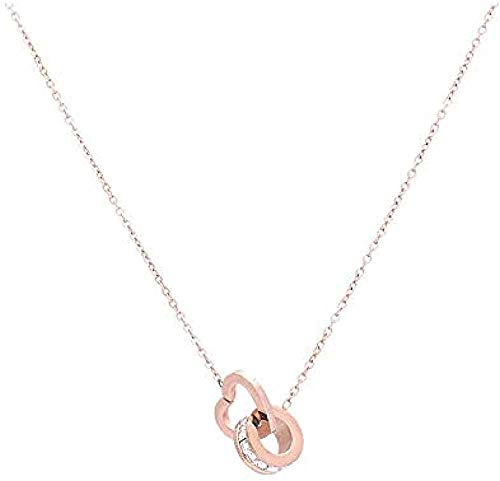 Preisvergleich Produktbild CKAWM Halskette Klassische Doppelring Rose Gold Plated Schlüsselbein Kette Weiblich Einfache Farbe Gold Halskette