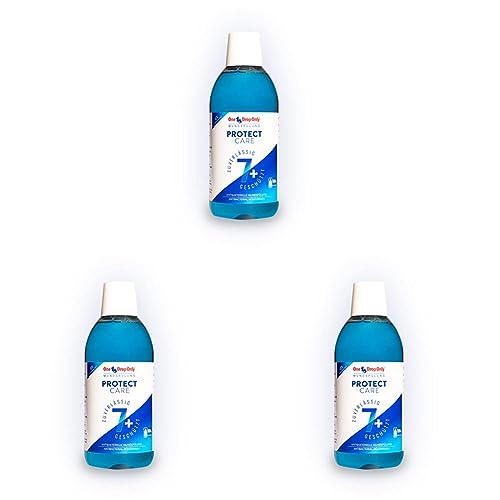 One Drop Only - 500 ml Protect + Care gebrauchsfertige Mundspülung antibakteriell/CPC Mundspülung ohne Alkohol gegen Mundgeruch für die tägliche Anwendung (Packung mit 3)