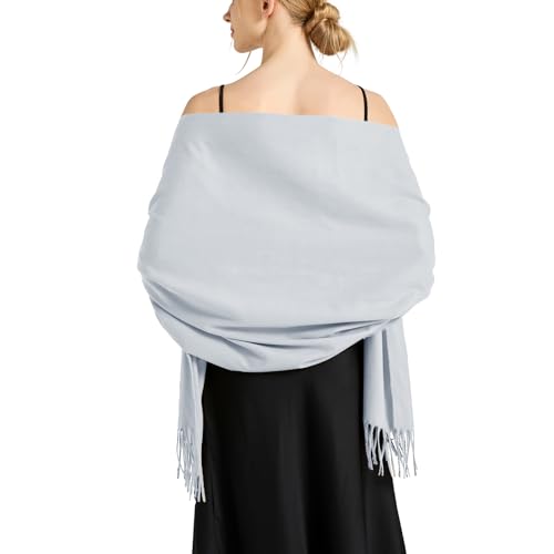 Ciormis Pashmina Scarf for Women, Soft Pashminas Shawls and Wraps for Evening Dresses, Wedding Bride Bridesmaid Shawls Scarf Light Gray