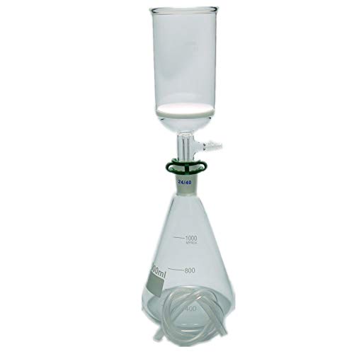 Deschem 1000ml,Glass Suction Filter Kit,350ml 24/40 Buchner Funnel & 1L Erlenmeyer Flask - Thumbnail 7
