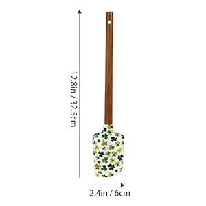 3pcs St Patricks Day Silicone Spatula Cake Decorating Spatula with Wooden Handle for Irish Baking Shamrock Kitchen Cooking Supplies