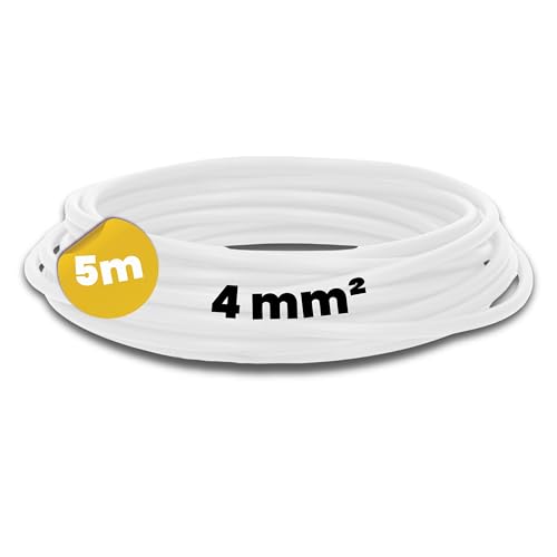 Kalitec 5 Meter H07V-K 4 mm² weiß Verdrahtungsleitung I Aderleitung flexibel I Litze 4mm2 I Verdrahtung feindrätig I Einzelleitung I Kabel eindrähtig für Schaltschrank I Schaltdraht