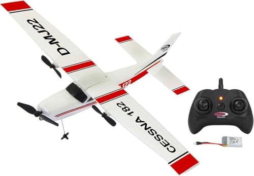 Jamara - JAMARA Cessna 182 Avion 2,4 GHz Gyro 2CH – télécommandé, adapté pour les débutants, stabilisation des propriétés de vol, très bonnes propriétés d'autovol, en micro-mousse flexible, blanc - -9%