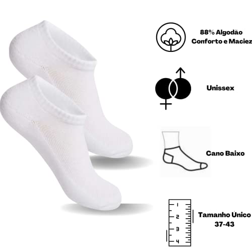 Kit 5 Pares Meias Masculina Soquete Cano Curto Grossa Branca Sport Algodão