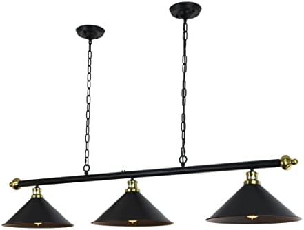 HammerHouse 59 Inch Pool Table Light, Industrial Billiard Light with Black Metal Shades, Pool Table Lights for 7ft/8ft Billiard Table,Hanging lamp for Dining Room,Game Room,Man Cave,Basements,Bar