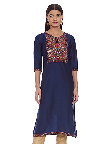 Image of Diverse Women's Cotton Blend Regular Straight Kurtis