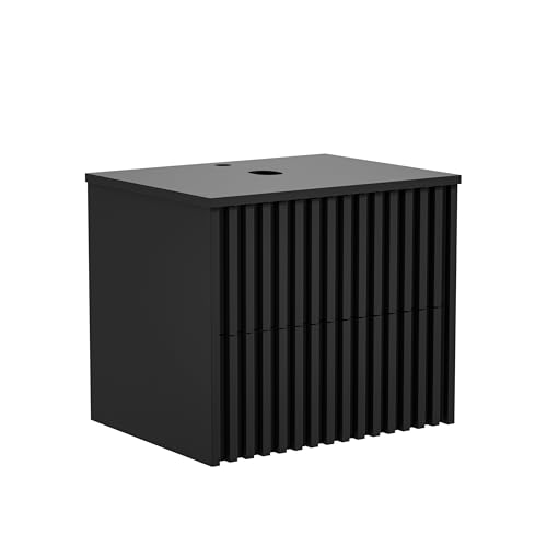 UEV Waschbeckenunterschrank für Gäste-WC/kleines Bad, Waschtisch kleine 61cm, Badschrank, Badezimmerschrank, Waschtischunterschrank hängend, Waschplatz ausreichend Stauraum Platzsparender Schwarz