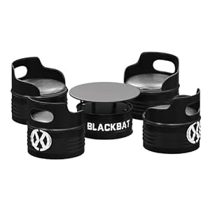 バーテーブルセット ドラム缶テーブル＆チェア5点セット アイアンコーヒーテーブルセット 4人掛けドラム缶セット レトロインダストリアルスタイルダイニングテーブル＆スツールセット アメリカン家具 ホームカフェ(Size:ブラック)