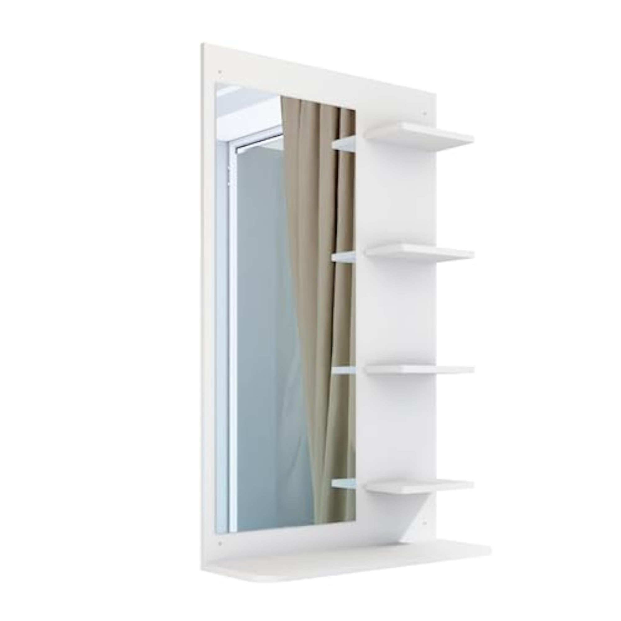 Engineered Wood Dressing Table with Mirror and Open Shelf