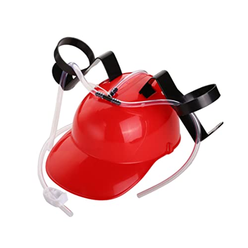 CAKEEYUM Guzzler Drinking Helmet Can Holder Drinker Hat Cap with Straw for Party Football Game Halloween Christmas Fun (Red) beer hat beer helmet drinking bong games
