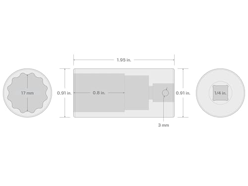 Image of TEKTON 1 /4 Inch Drive x 17 mm Deep 12-Point Impact Socket | SID03317