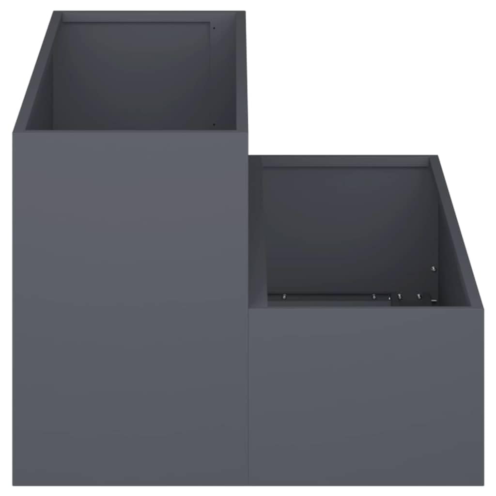 vidaXL Garten-Pflanzgefäß Anthrazit 100 x 60 x 45 cm, Garten und Terrasse, robuster Metallpflanztopf, für draußen, moderner Behälter für Deko, Blumenarrangement
