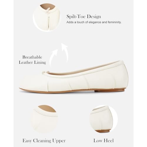 Image of VBDB Tabi Ballet Flats for Women Dressy Casual Shoes Split Toe Wide Flats Light Weight Japanese Shoes
