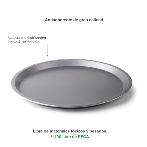 Miniatura 3 de Lacor - 68473 - Molde Pizza, Bandeja Pizza Horno, Molde Antiadherente, Colección Delize, Libre De Pfoa, Apto Para Horno, Frigorífico Y Congelador, Acero Al Carbono, Ø34 Cm, Altura 2 Cm