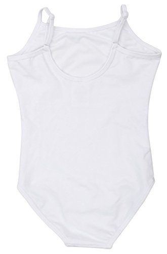 Dancina Girls Leotards Camisole - Unitard Non Slip Tank Sleeves and High Neckline 10 White - Thumbnail 4