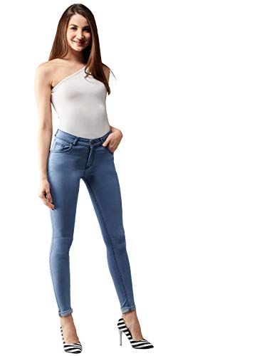 Image of Dolce Crudo Women's Light Blue Skinny Mid Rise Regular Length Clean Look Denim Stretchable Jeans