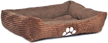 long rich Reversible Rectangle Pet Bed with Dog Paw Printing Medium, New Coffee, by Happycare Textiles long rich Reversible Rectangle Pet Bed with Dog Paw Printing Medium, New Coffee, by Happycare Textiles