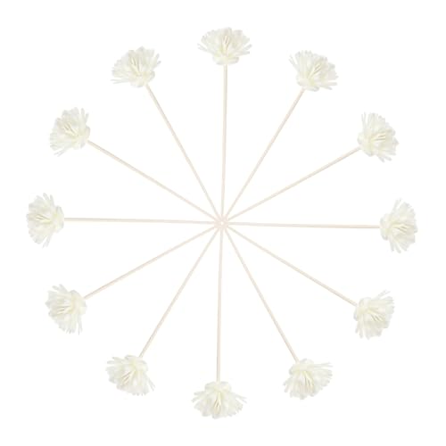 Genérico Recambios de Varillas Aromáticas de Ratán Blancas 12 Piezas para Difusores de Aroma Accesorios para Botellas Aromáticas y Manualidades Flores Ideales para Ambientar Sala Cocina
