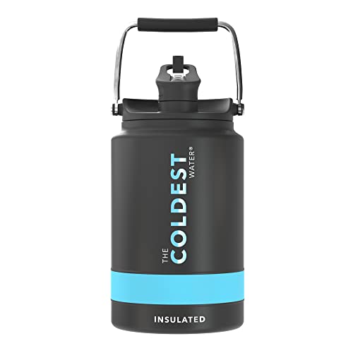 Coldest Sports Water Bottle 128 Oz/One Gallon (Straw Lid), Leak Proof, Vacuum Insulated Stainless Steel, Hot Cold, Double Walled, Thermo Mug, Metal Canteen Growler Jug #TOP1