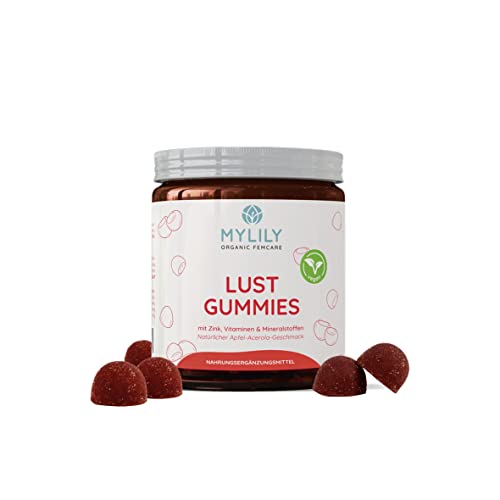 MYLILY® LUST Vitamin Gummies | Mit Zink & weiteren wertvollen Vitaminen | 100% VEGAN & OHNE ZUCKERZUSATZ | Natürlicher Acerola-Geschmack | 80 Gummies | Vollständig recyclebare PET-Dose Cover