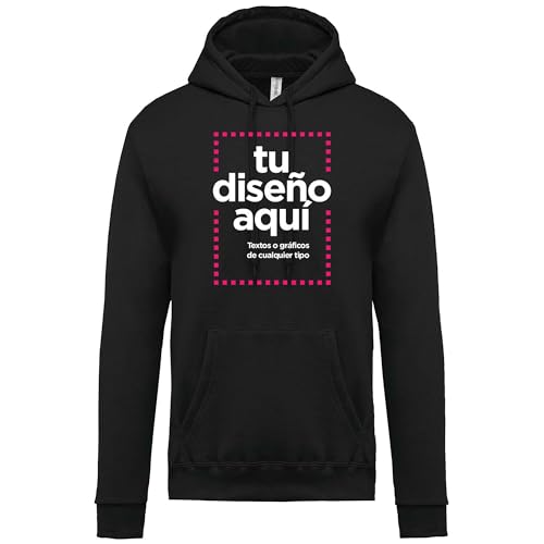 Totem Graphics Sudaderas Personalizadas Diseño Único y Confortable para Hombre y Mujer Eventos Especiales (FR/ES, Letras, XL, Regular, Regular, Negro)