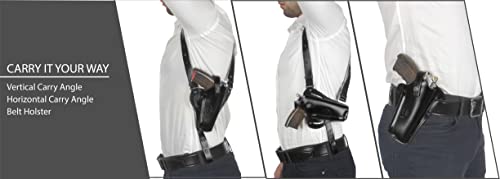 Koltster Shoulder Holsters, Leather Vertical And Horizontal Shoulder & Belt Adjustable Concealed Carry Holster, Fits Glock 17 19 22 23 26 27 (K445-G, Black) #TOP5