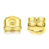 18K Yellow Gold Earring Backs 0.20 Grams Real Solid Gold AU750 Butterfly Earrings Backs Replacements for Studs 750 Hypoallergenic Pierced Secure
