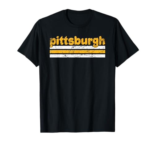 Pittsburgh Pennsylvania Three Stripe Vintage Weathered T-Shirt