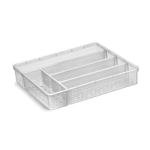 Porta Talheres Organizador Gaveta Multiuso Tampa Translúcido