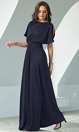 Image of KOH KOH Womens Split Sleeves Smocked Elegant Cocktail Long Maxi Dress