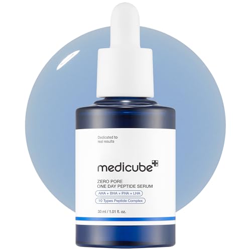 medicube Zero Pore One Day 10 Peptide Serum | Pore Refining & Oil Balancing Serum | AHA, BHA, PHA, LHA + Copper Peptide, GHK-Cu | Daily Pore-Focused Care for Firmness | Korean Skincare, 1.01 fl oz