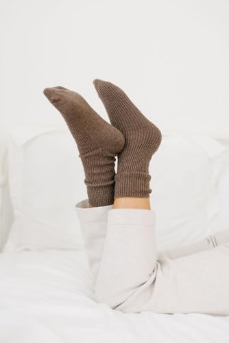Image of MELUSA Wool Cashmere Socks for Women, Super Soft Warm Cozy Winter Gift Crew Socks