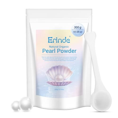 Erinde Freshwater Pearl Powder Organic, 10.58 OZ / 300g Natural DIY Skincare Pearl Powder for Face Mask, Cream & Lotion, Cosmetic Grade, Deep Cleansing, Anti-Aging Antioxidant Facial Mask
