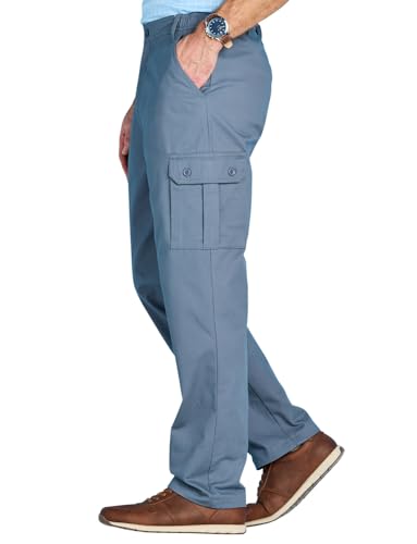 Chums Men's Stretch Waist Cargo Pant 5 Fully Functional Pockets Stylish & Comfortable Cotton Fabric Size 32-54 Airforce2