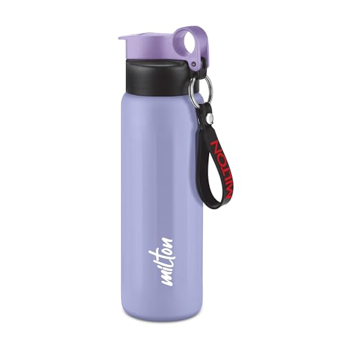 MILTON Maverick 600 Stainless Steel Water Bottle, Leakproof Lid, Single Walled, ISI Certified I For School, Office, Gym I 620 ml, Purple