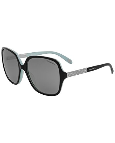 Image of Tiffany & Co Square Sunglasses in Black on Blue TF4072B 80553F 57 57 Grey