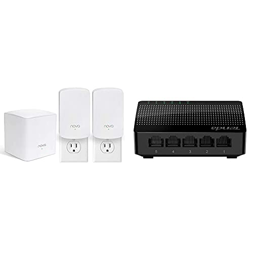Tenda Nova Mesh Wifi System (Mw5)-Up To 3500 Sq.ft. Whole Home Coverage, Gigabit Mesh Router, 3-Pack & 5 Port Gigabit Ethernet Network Switch | Ethernet Splitter | Plug-And-Play, Black #TOP21