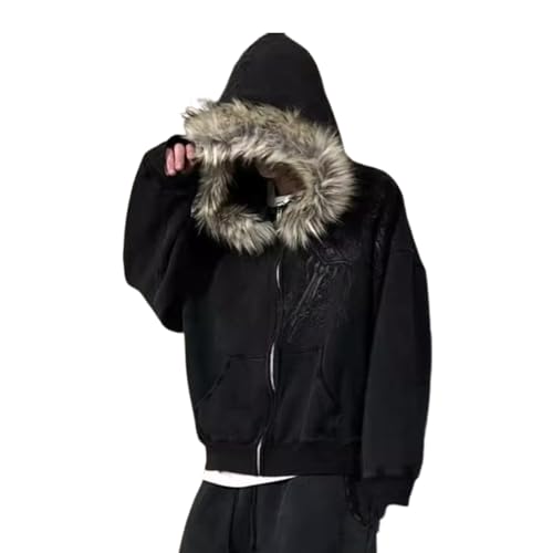 Buy OANTGM Crop Winter Coats Teen Y2k Zip Up Hoodie Fur Jackets