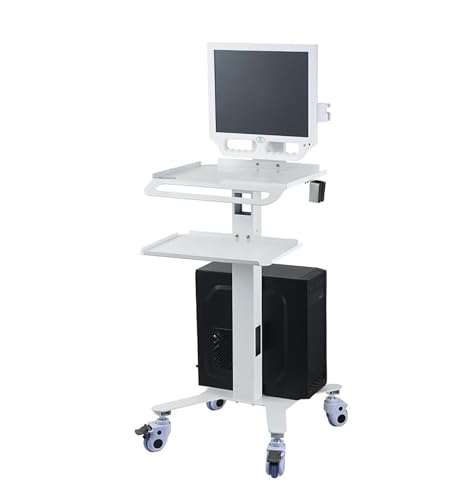 Carrito médico para Carrito móvil con Soporte para Monitor y Escáner Oral, Carro Dental con Ruedas, Carro de Doble Capa para Hospital, Clinica Dental y Oficina